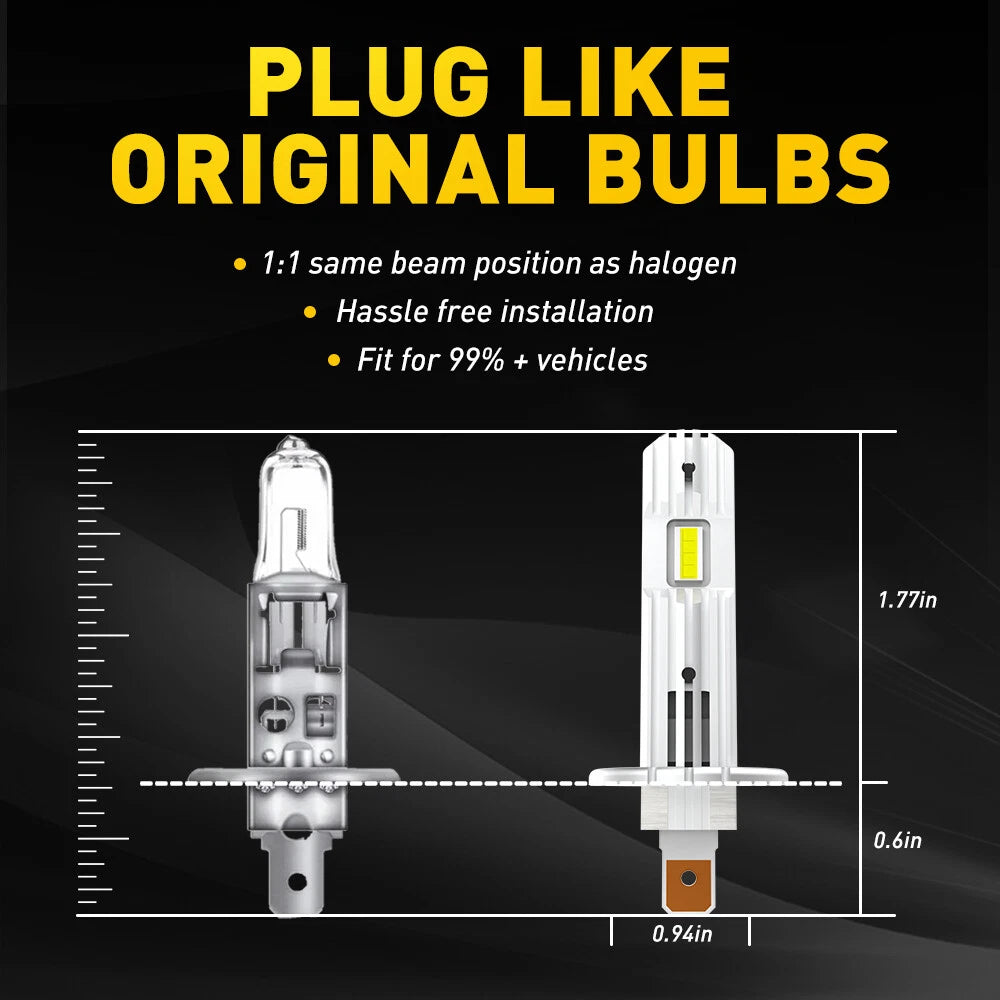 AUXITO H1 LED Headlight Bulb Conversion Kit High Low Lamp 6500K Super White EOA AUXITO