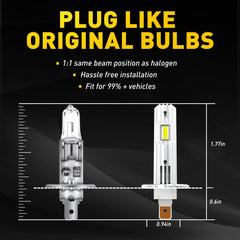 AUXITO H1 LED Headlight Bulb Conversion Kit High Low Lamp 6500K Super White EOA AUXITO