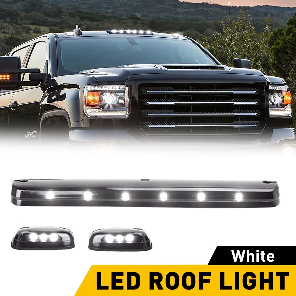 3PCS 12LEDs Running Top Roof Cab Lights For GMC Chevy 2500 3500 2007-2022 Smoked 6B93BC-57