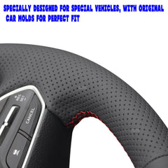 Carbon Fiber&Black Leather Steering Wheel Hand Sewing Wrap Cover For Honda Pilot