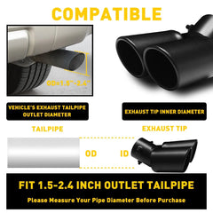 Car Rear Dual Exhaust Rear Pipe Tail Muffler Tip Tailpipe Throat Universal Black 6B93BC-57