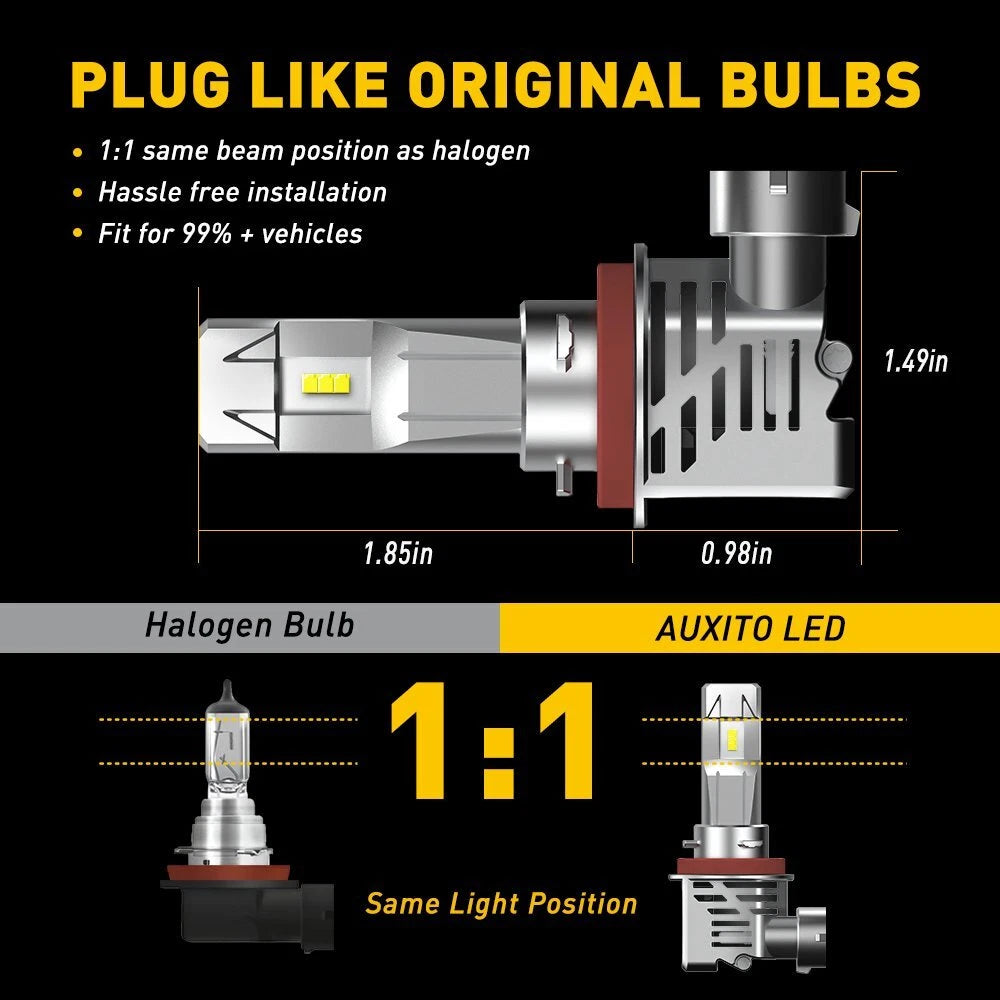 AUXITO 9005 H11 LED Headlight Bulb Kit High Low Beam 6500K White 24000LM EOA AUXITO