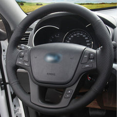 Top Leather Steering Wheel Hand-stitch on Wrap Cover For Kia Sorento Cadenza K7