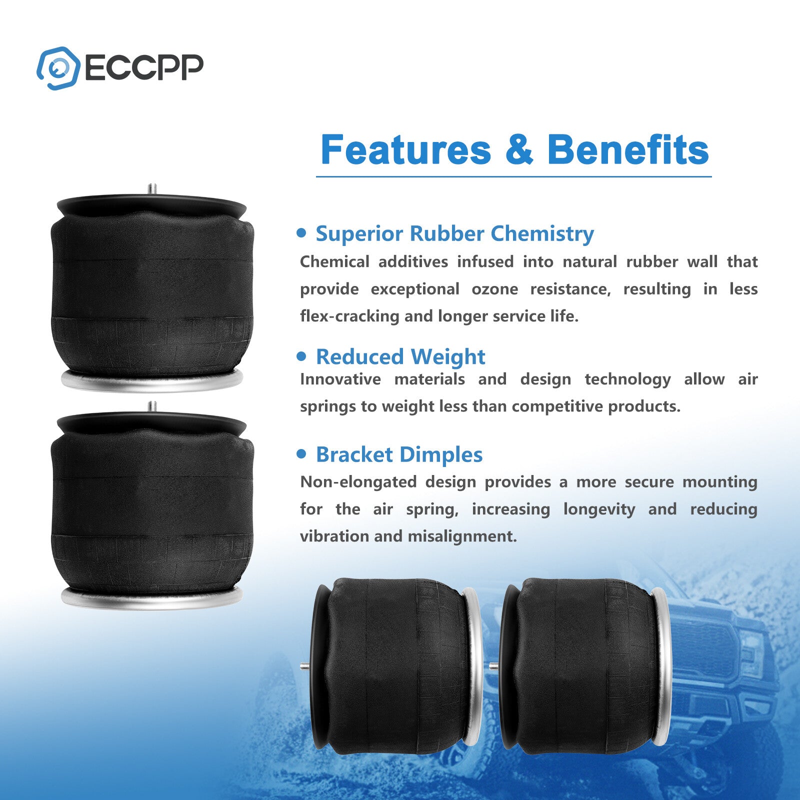 4PCS Air Suspension Rear Air Bags For Peterbilt Goodyear 1R12-069 W01-358-9069 6B93BC-57