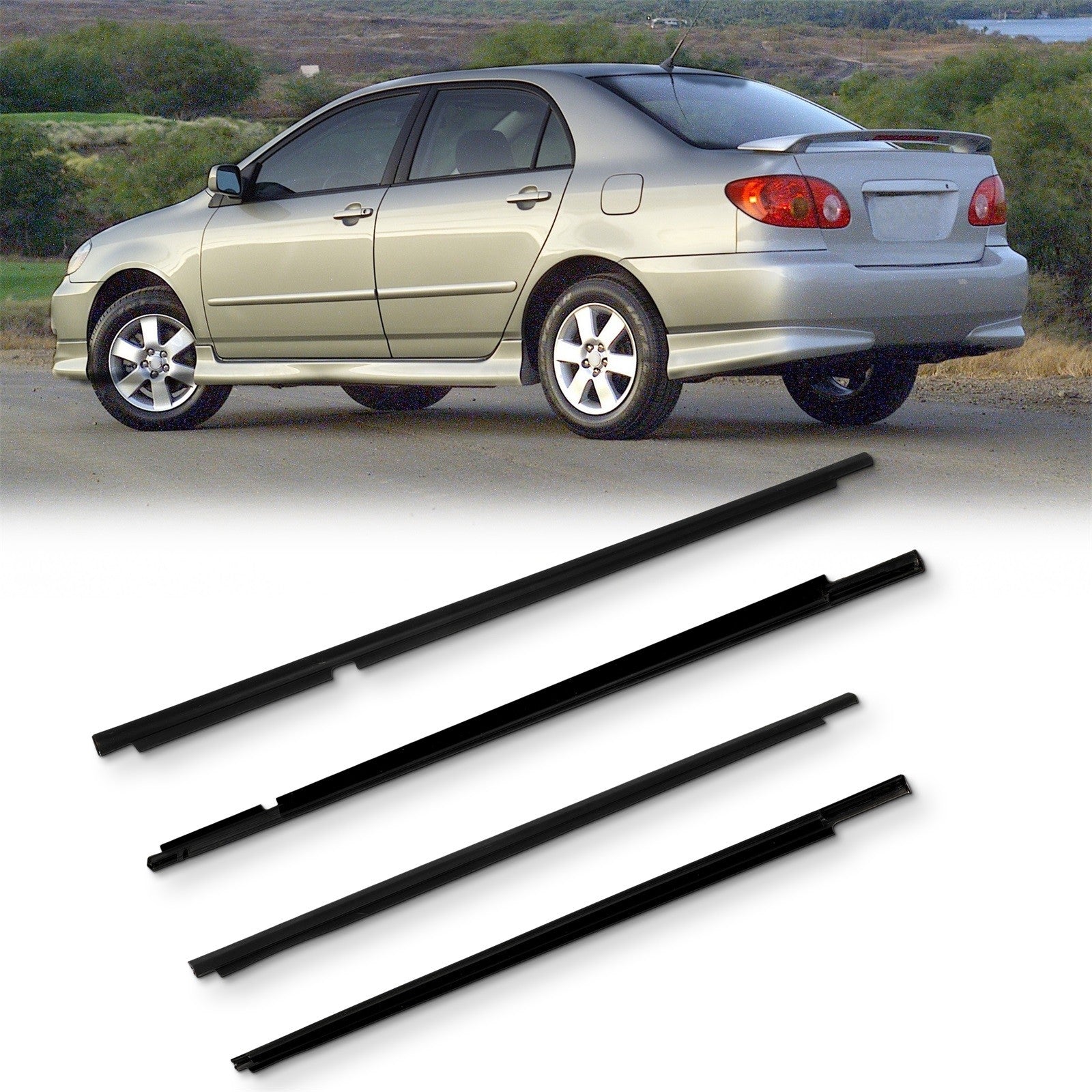 For 2003-2008 Toyota for Corolla Front & Rear Door Window Seal Belt Molding 6B93BC-57