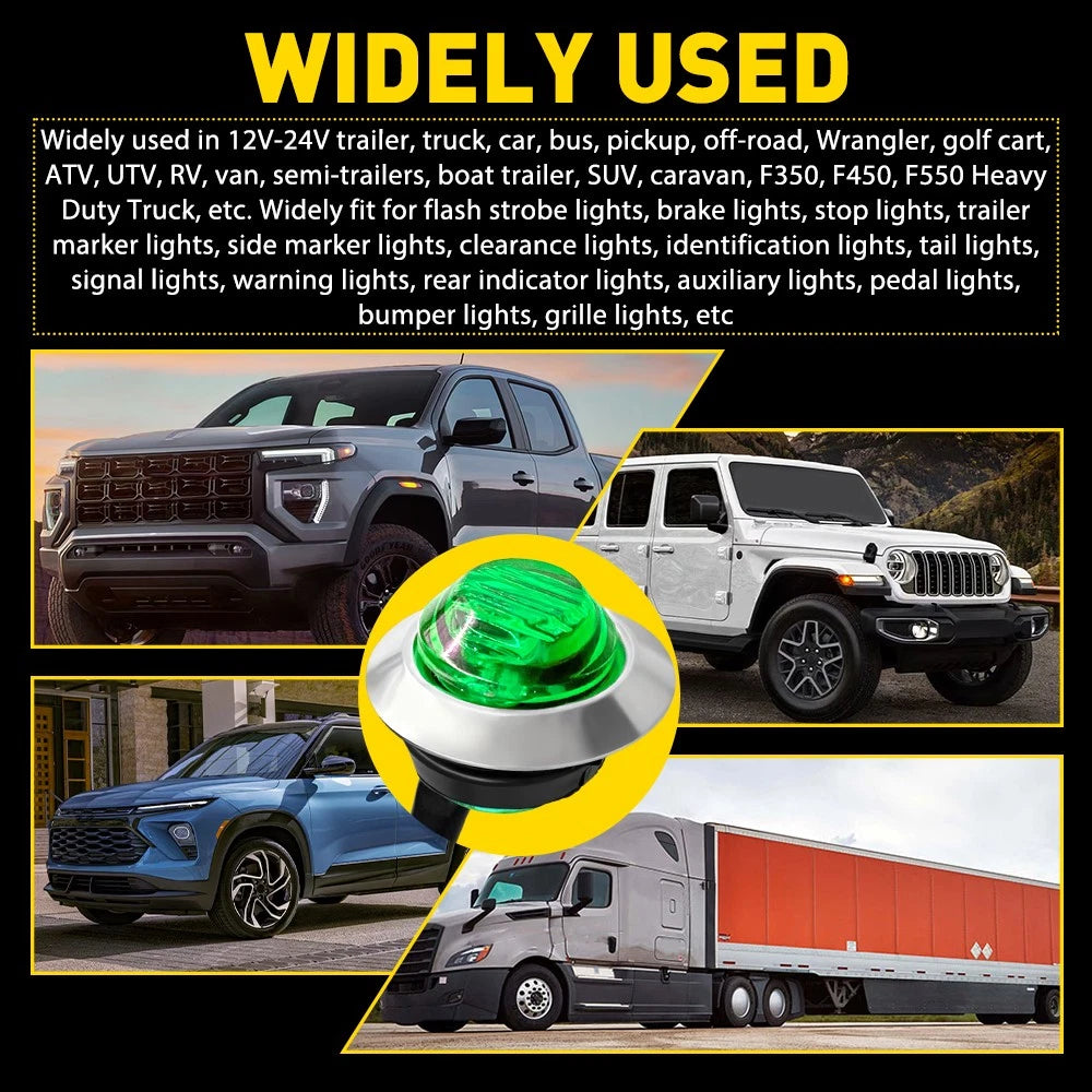 20X Green 3/4" Round LED Bullet Clearance Side Marker Lights Truck Trailer EOA 6B93BC-57