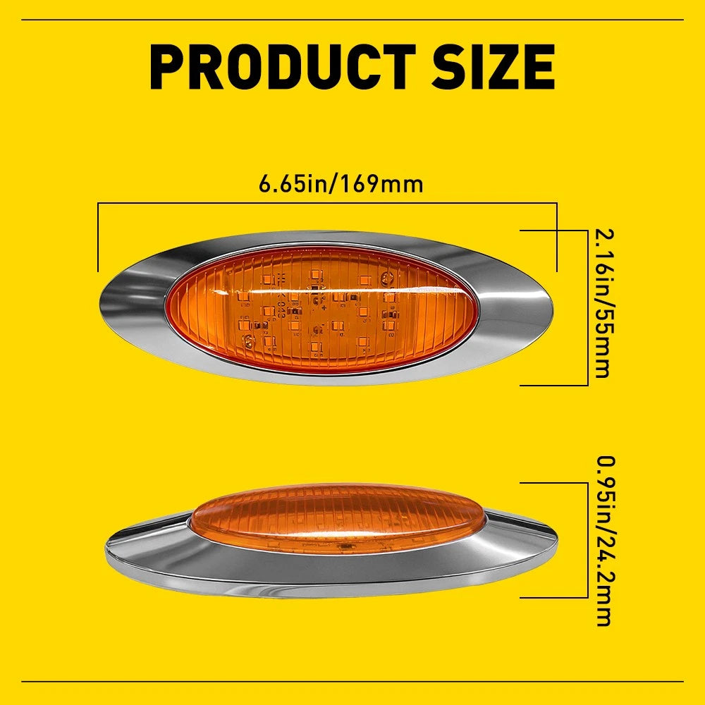 10x 6.5" Amber Oval LED Side Marker Lights Truck Trailer Semi Clearance Light EA 6B93BC-57