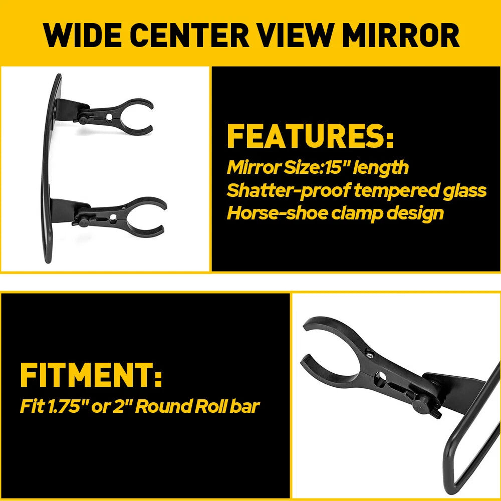 View Center Mirror w/ 2" Roll Bar For Kubota RTV 900/1100/1140 RTV X-series EOA 6B93BC-57