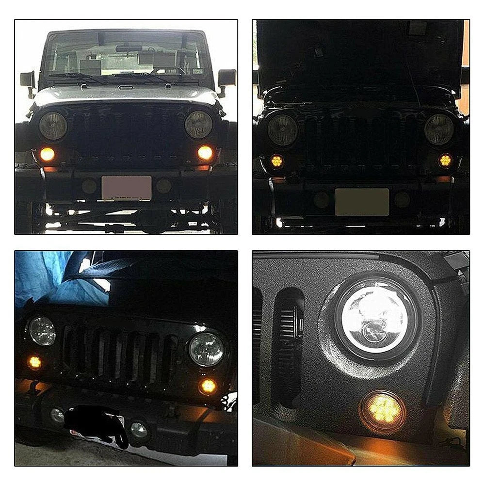 Front Amber LED Turn Lights Signal for Jeep Wrangler 2007-2018 JK (Smoke Lens) 6B93BC-57