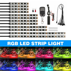 RGB Motorcycle LED Strip Lights Under Glow Neon Kit Bluetooth Remote Control EOA 6B93BC-57