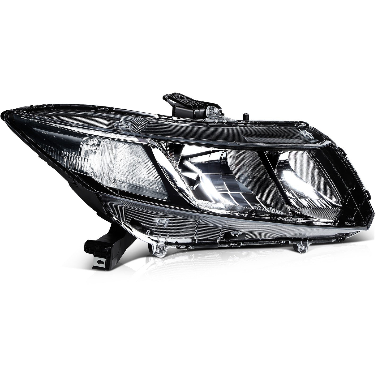 Pair Kit Headlights Assembly For 2012-2015 Honda Civic 1.5L 1.8L 2.4L Black 6B93BC-57
