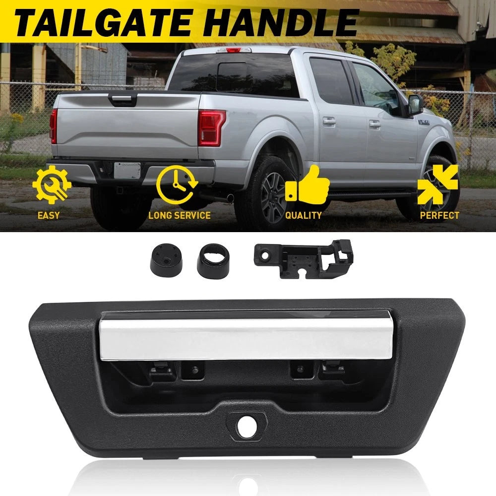 Tailgate Handle For 2015-2018 Ford F-150 Chrome Lever Textured W/ Camera Hole EA 6B93BC-57