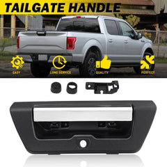 Tailgate Handle For 2015-2018 Ford F-150 Chrome Lever Textured W/ Camera Hole EA 6B93BC-57