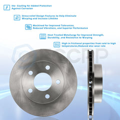 2 Front Brake Rotors For Chrysler Town & Country 3.3L 3.8L 2001-2007 6B93BC-57