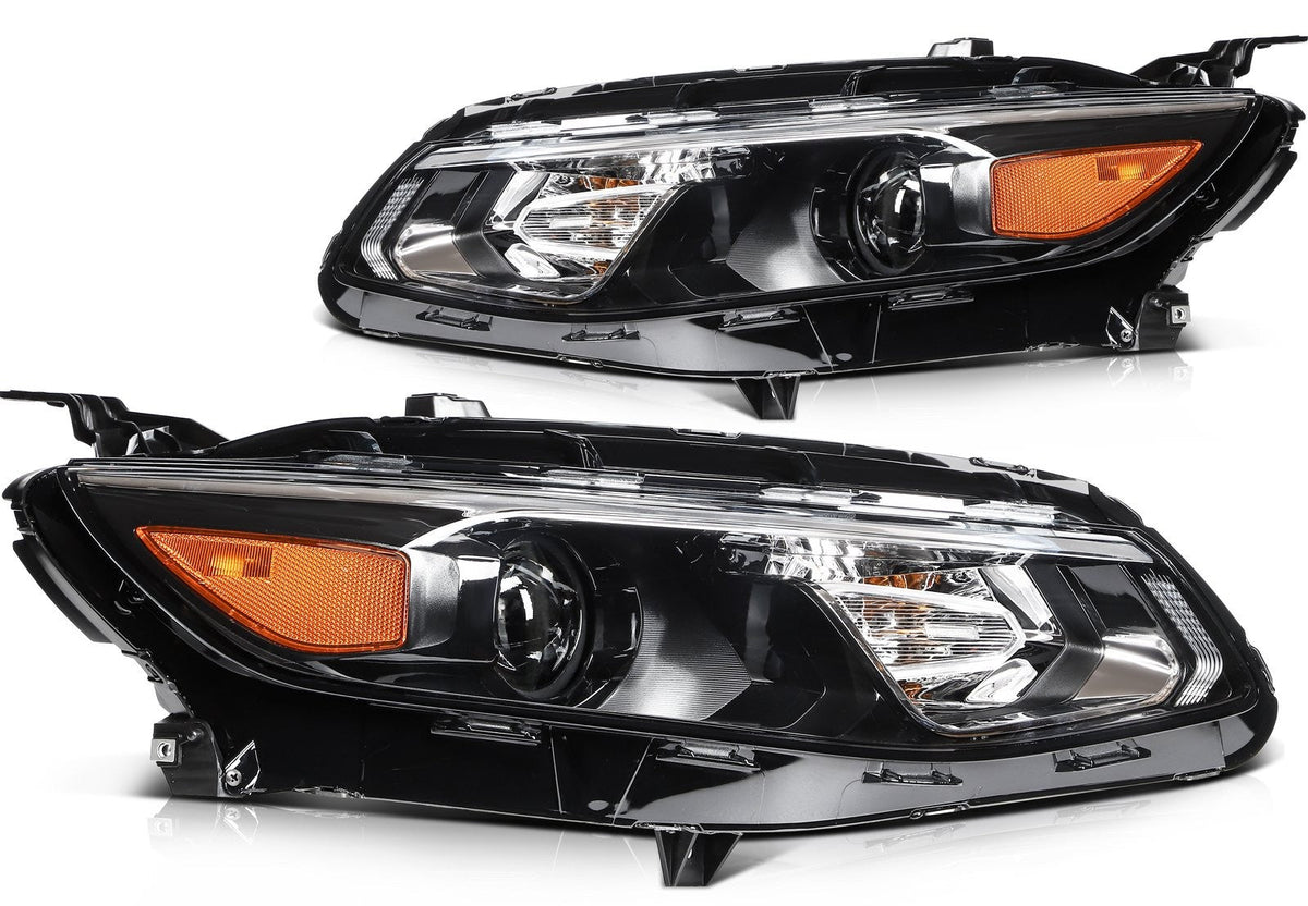 ECCPP Headlights Assembly For Chevrolet Malibu 2016-2018 Pair Kit Black Amber 6B93BC-57