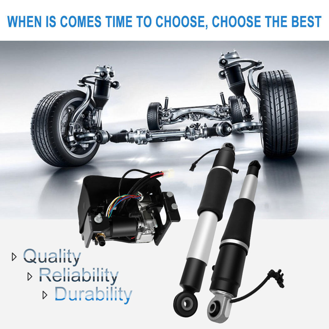 3PCS Rear Air Suspension shock + Compressor For Cadillac Escalade Yukon 15-2019 6B93BC-57