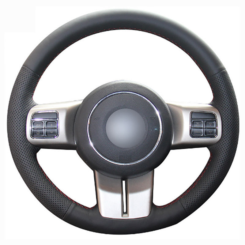 Top Leather Steering Wheel Hand-stitch on Wrap Cover For Jeep Wrangler 2011-2016