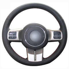 Top Leather Steering Wheel Hand-stitch on Wrap Cover For Jeep Wrangler 2011-2016