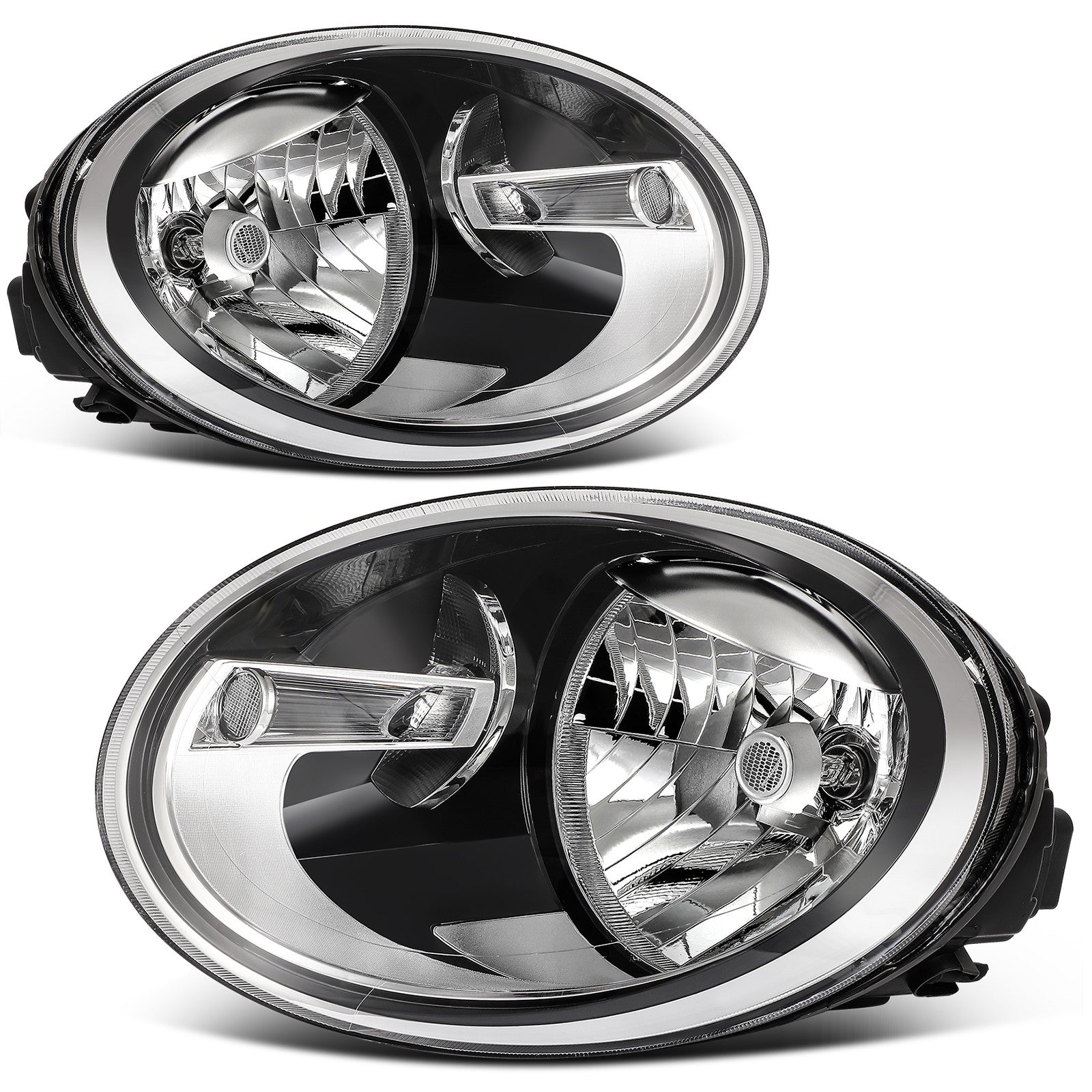 ECCPP Headlights Assembly For Volkswagen Beetle 1.8L 2.0L 2012-2019 Pair Black 6B93BC-57