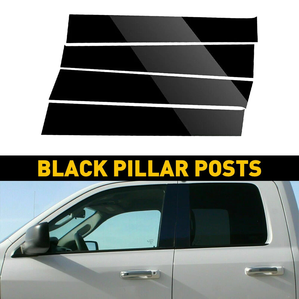 Glossy Black Pillar Posts for Dodge Ram Crew/Quad/Extended 09-18 EXT 4pc Trim EA 6B93BC-57