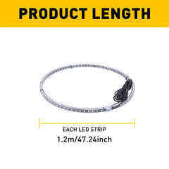 15.5" RGBW DOUBLE ROW Remote LED + Bluetooth APP Wheel Multi-function Rim Lights 6B93BC-57