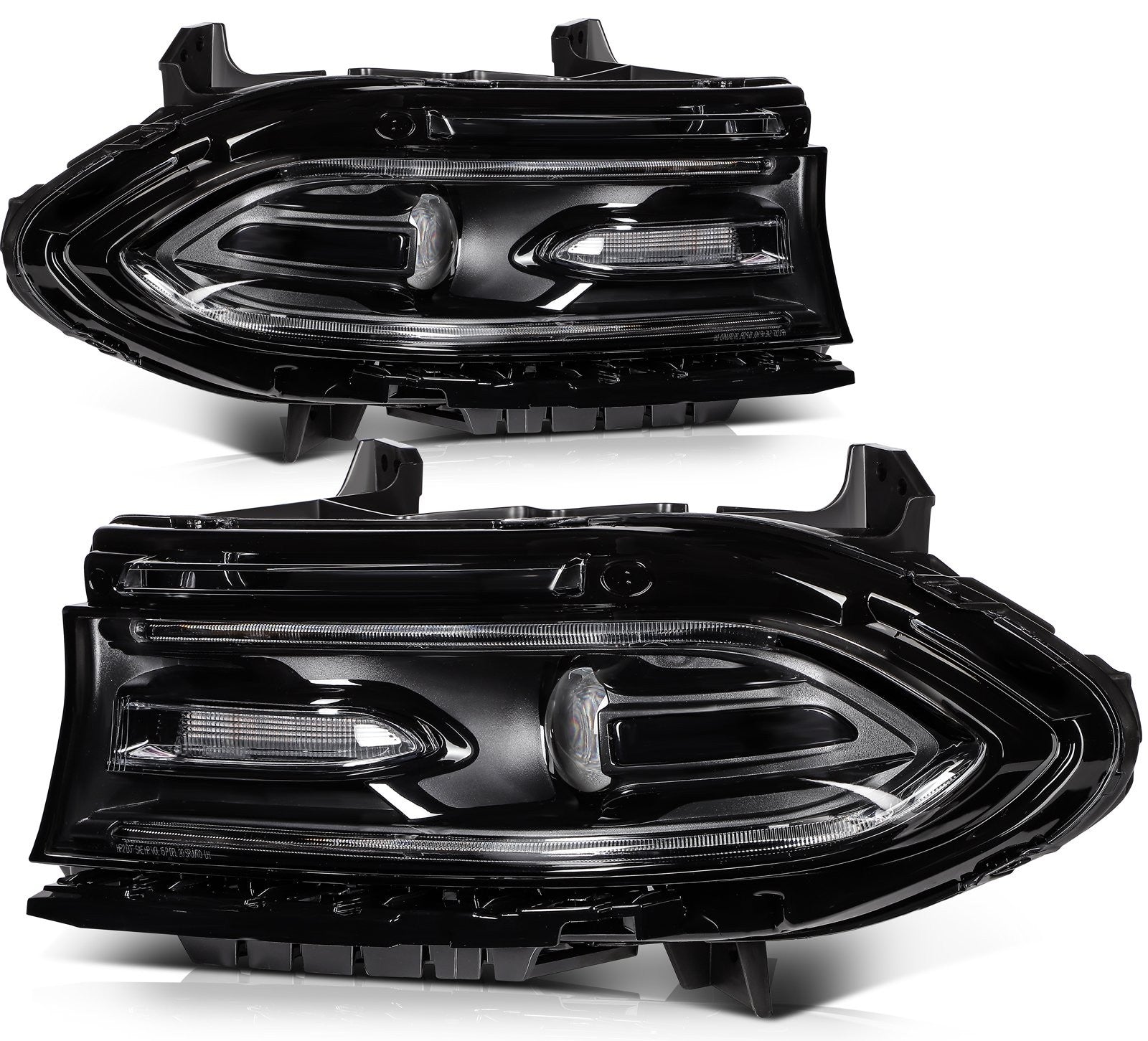 ECCPP Halogen Headlights Assembly For Dodge Charger 2015-2021 Pair Kit Black 6B93BC-57