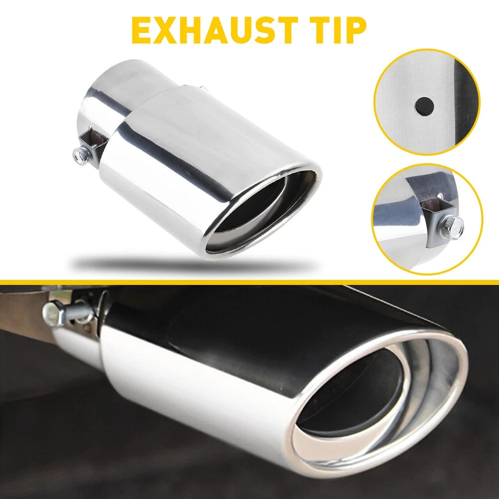 Car Rear Exhaust Pipe Tail Muffler Round Tip Chrome Stainless Steel Accessories 6B93BC-57