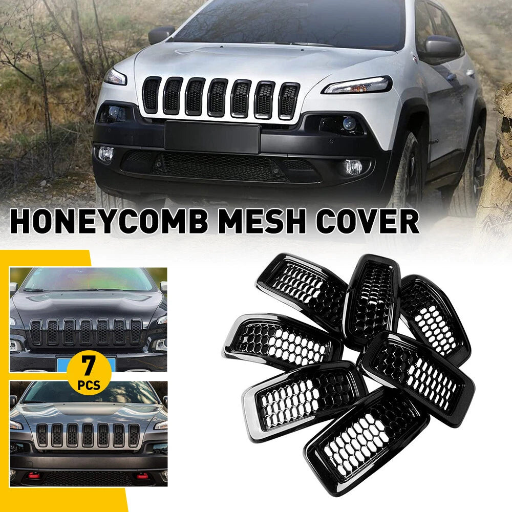 Fits 2014-2018 Jeep Cherokee Front Grille Trim Black Insert Hood Honeycomb Mesh 6B93BC-57
