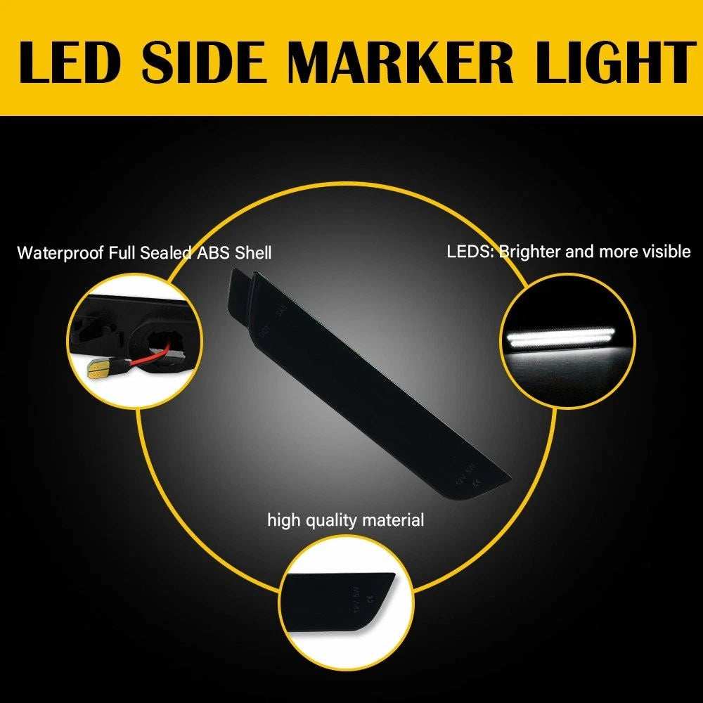 For 2010-2015 Chevy Camaro Smoked Reflector White LED Side Marker Lights 4pcs 6B93BC-57
