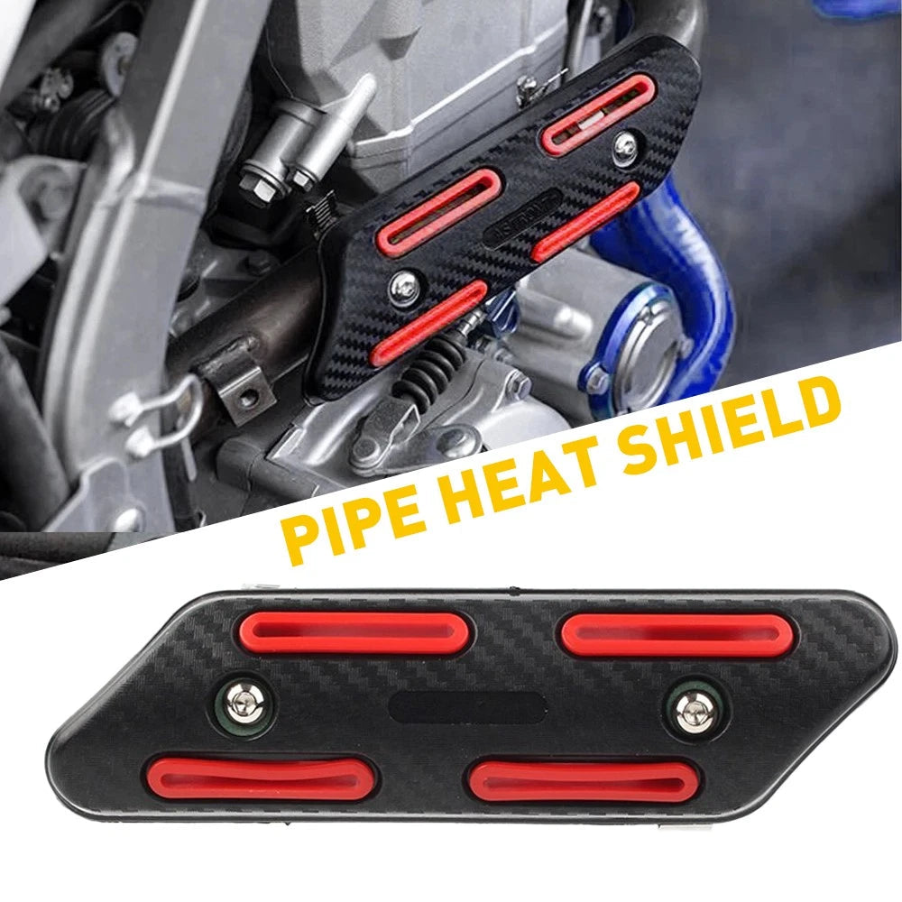 Exhaust Muffler Pipe Heat Shield Cover Guard Heel Universal Black Motorcycle Red 6B93BC-57