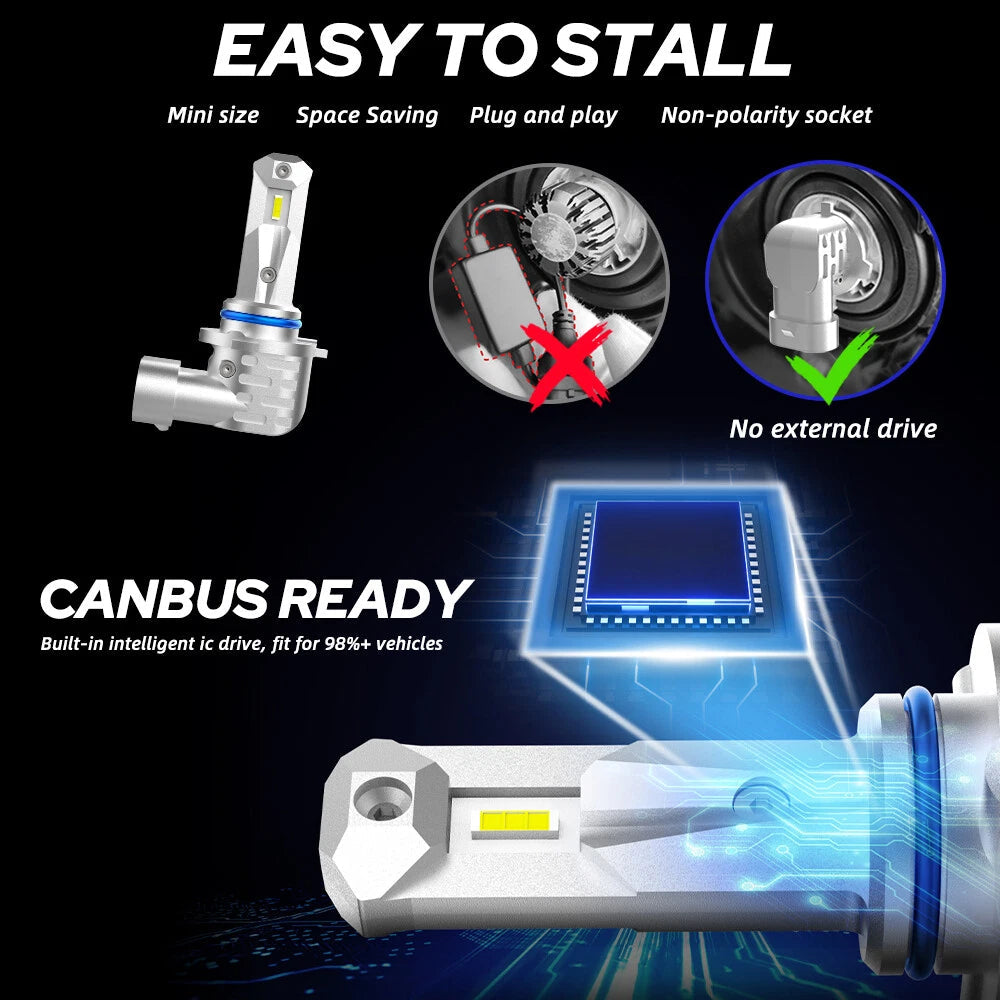 AUTOONE 2PCS 9006 hb4 LED Headlight Bulbs High Low Beam Super White 40000LM EOA 6B93BC-57