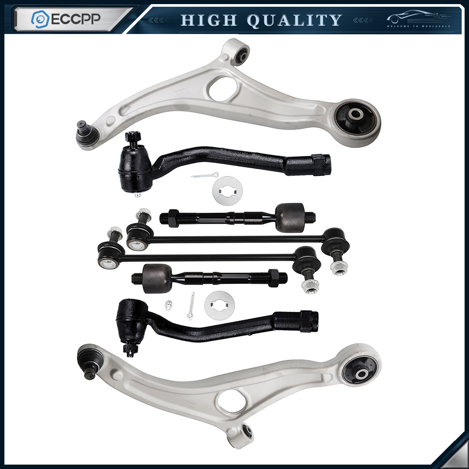 Front Tie Rod Stabilizer Bar Control Arm and Ball Joint For 15-17 Hyundai Azera 6B93BC-57