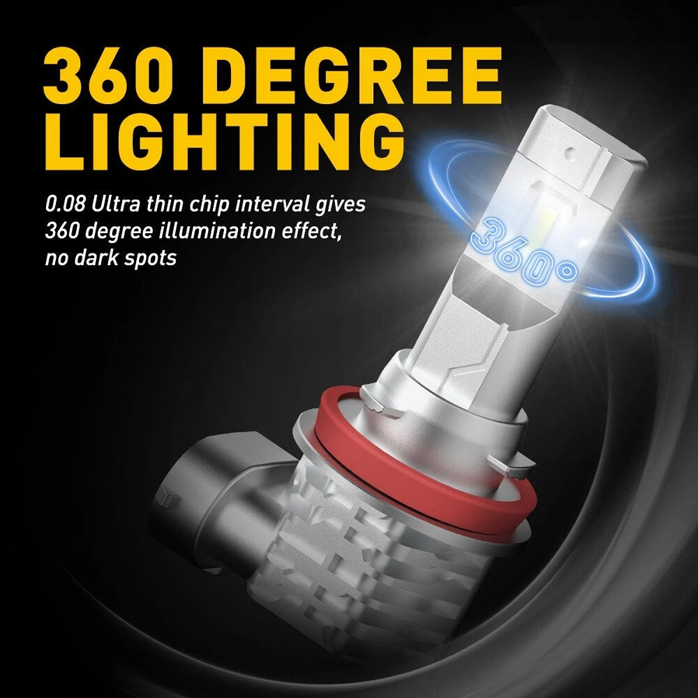 2X AUXITO H11 H16 H8 LED Fog Driving Light 6000K Super Bright Bulb White M4 EA AUXITO