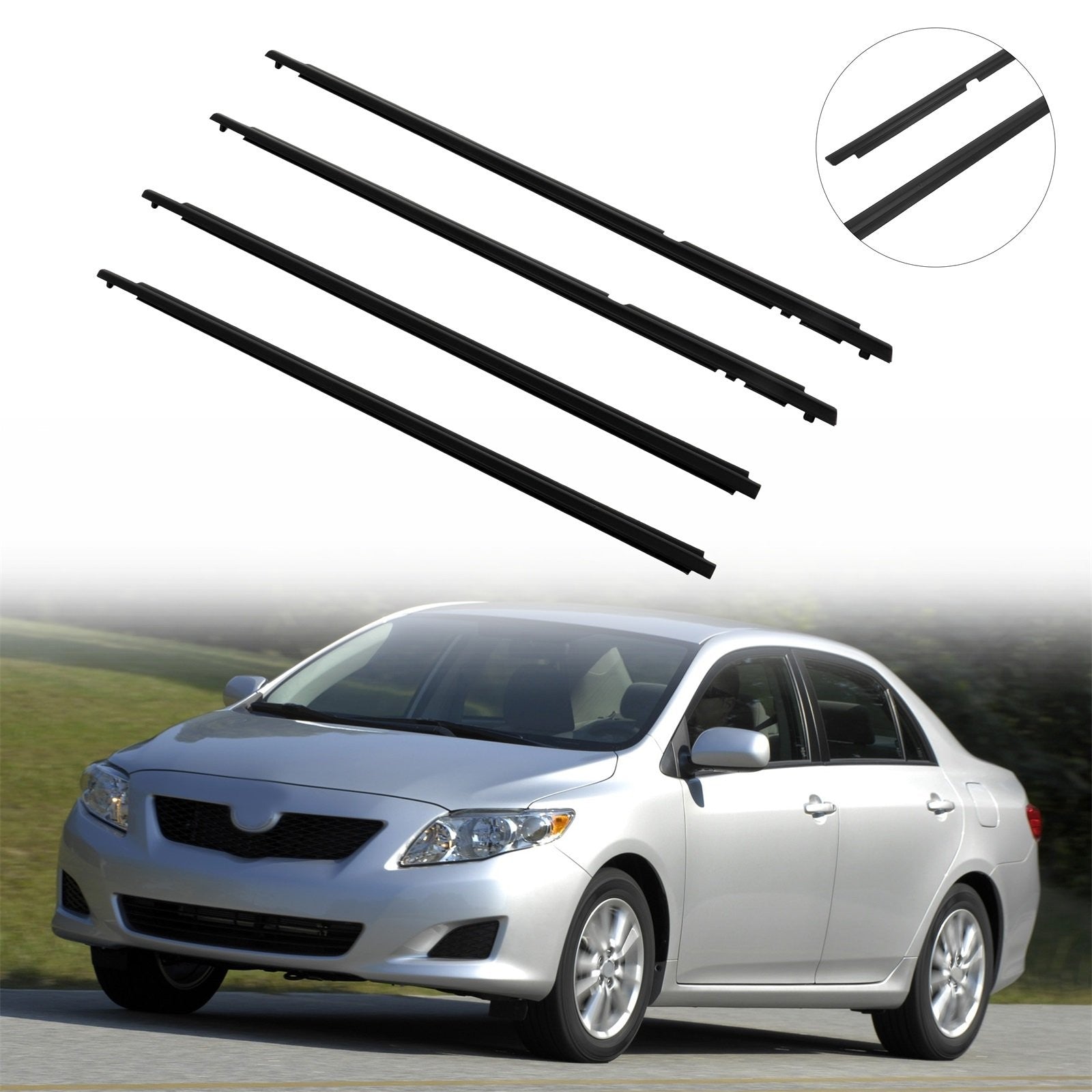 For 2009 2010-2012 Toyota for Corolla Door Window Seal Belt Molding Front & Rear KOEEP