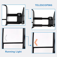 For 07-13 Chevy Silverado Sierra 1500 Tow Mirrors Power Heated Turn Signal Black 6B93BC-57