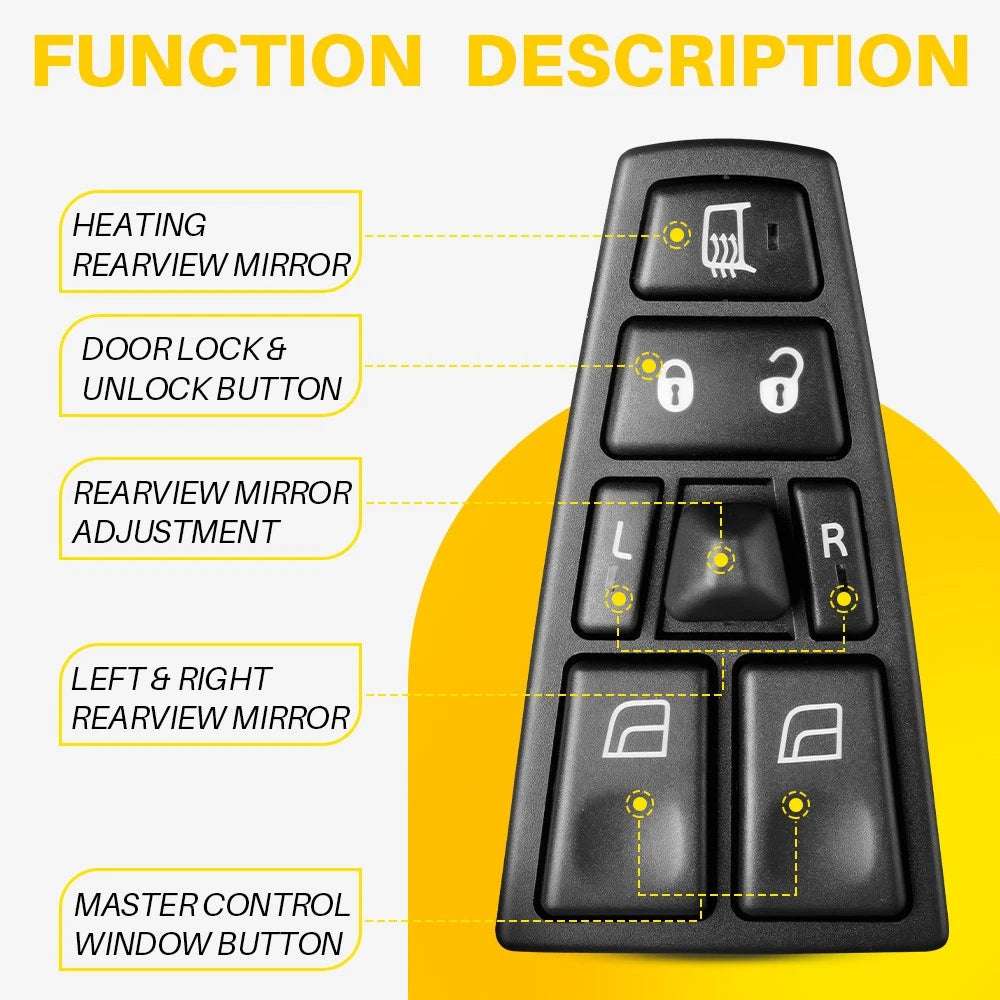 Front Left Master Power Window Switch For 2004-2012 Volvo VN VNL VNM 20455317 EA 6B93BC-57
