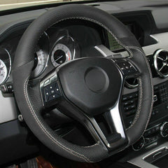 Top Leather Steering Wheel Hand-stitch on Wrap Cover For Mercedes Benz GLK 260