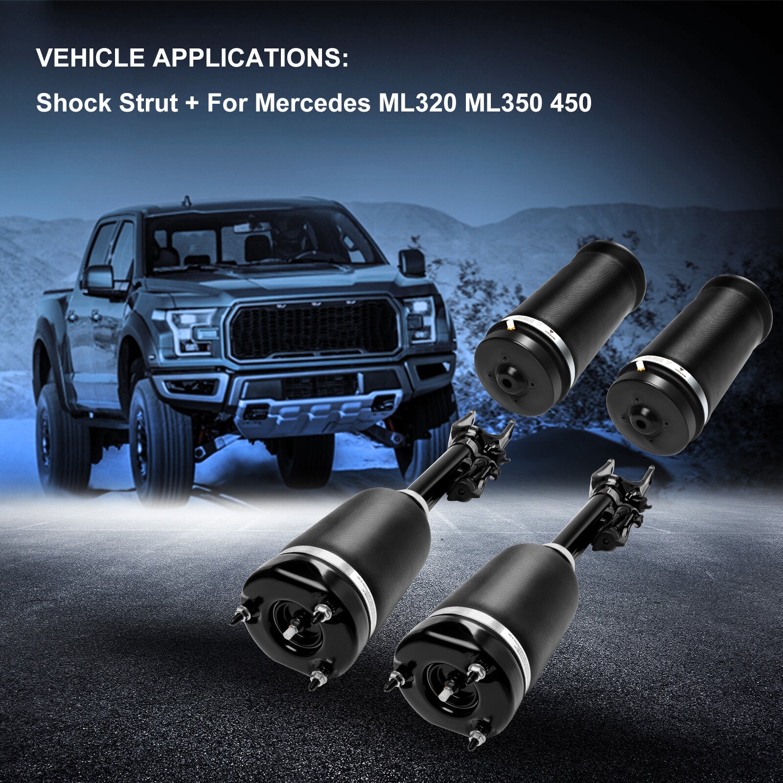 4PCS Front Suspension Shock Strut + Rear Air Spring For Mercedes ML320 ML350 450 6B93BC-57