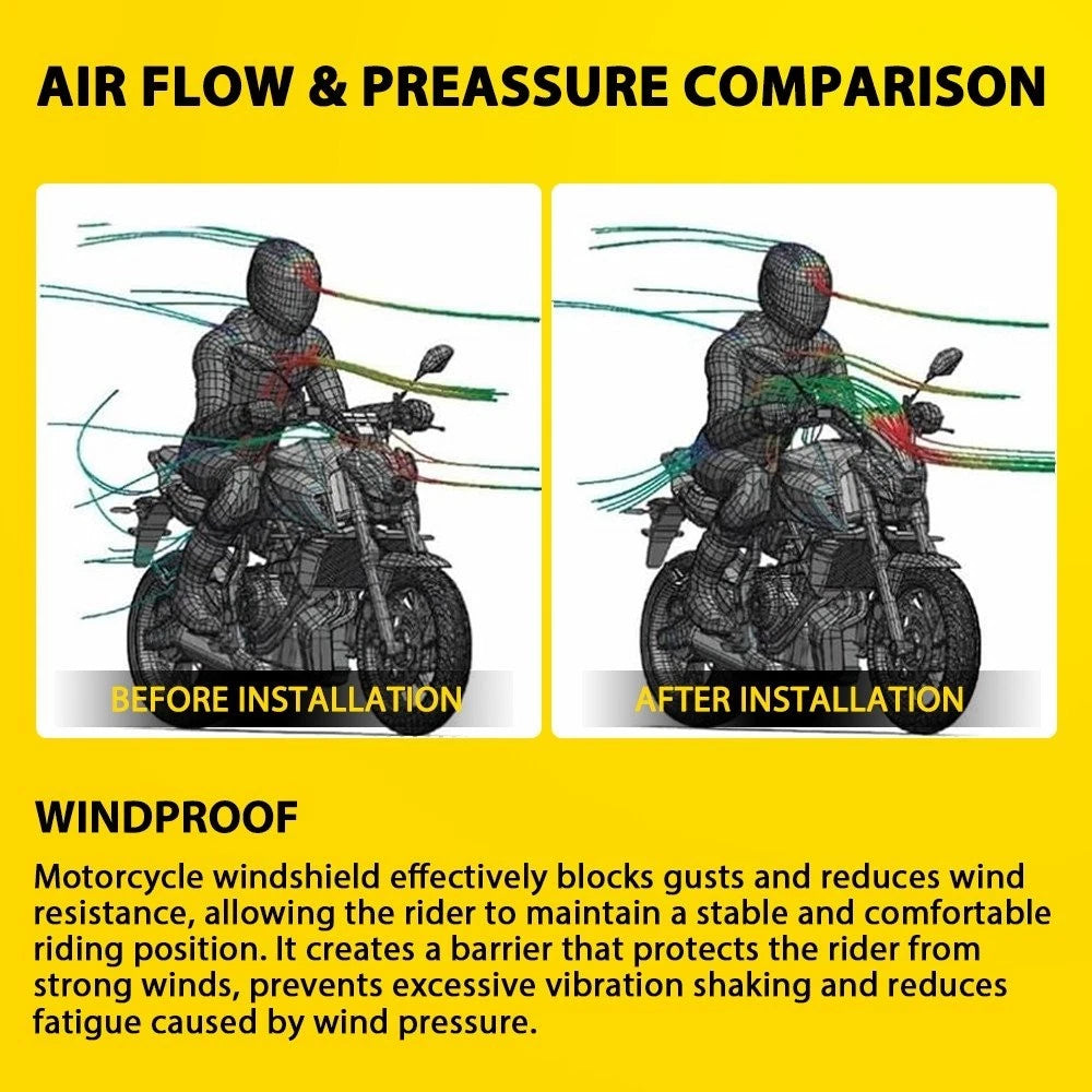 19"x17" Large Smoke Motorcycle Windshield Universal For 7/8" 1.25" Handlebar EOA 6B93BC-57