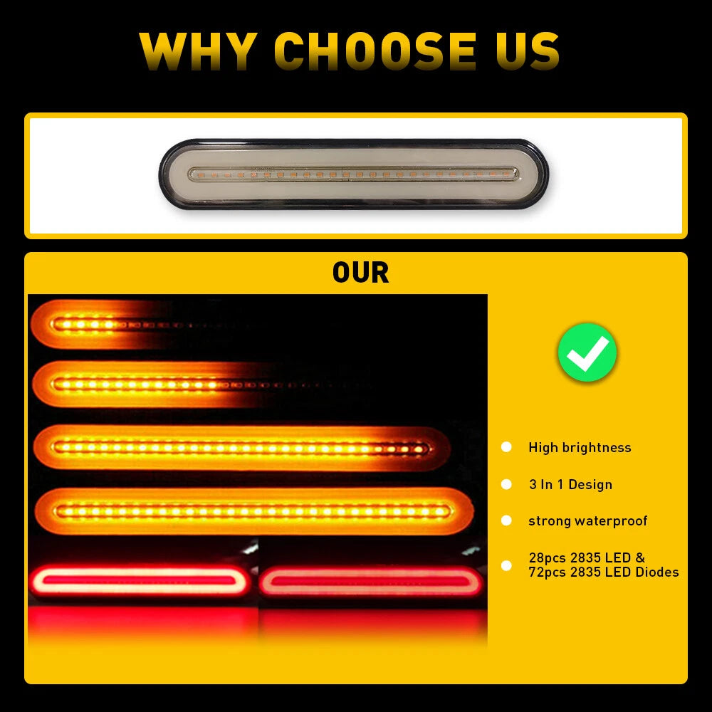 100LED DRL Truck Car Light LED Brake Bar Flowing Signal Turn Stop Tail Strip 6B93BC-57