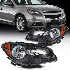 ECCPP Headlights Assembly For Chevrolet Malibu 2008-2012 Pair Kit Black Amber 6B93BC-57