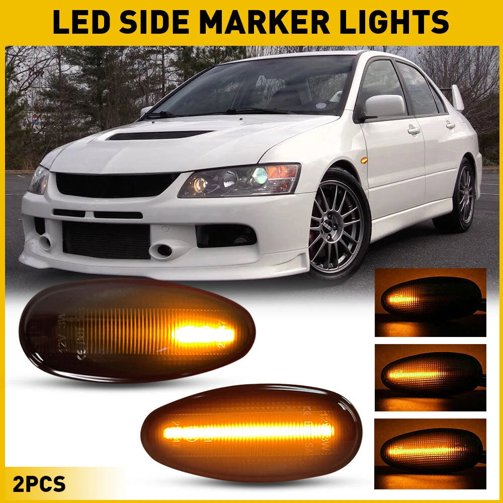 2X Smoke LED Side Light Turn Marker Signal Lamp For 2001-2006 Mitsubishi Lancer 6B93BC-57