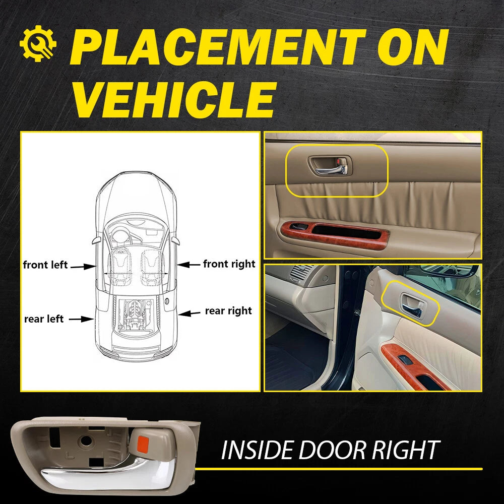 Door Handle Inside Beige Chrome Front/Rear Right for 2002-2006 Toyota Camry EOA 6B93BC-57