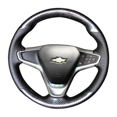 Carbon Fiber&Hole Leather Steering Wheel Hand Sewing Wrap For Chevy Malibu XL