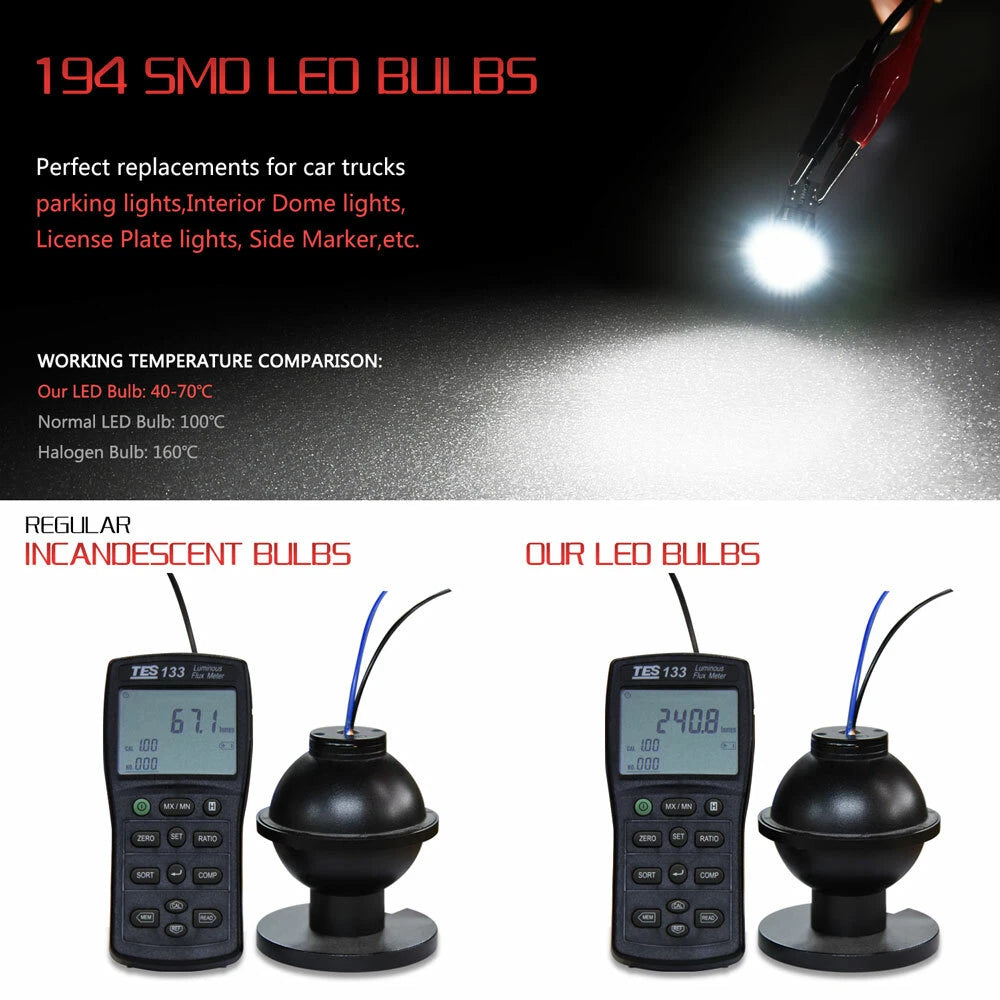 4X Canbus T10 168 194 LED Light Parking Bulb for 13-15 Honda Accord Sedan Coupe 6B93BC-57