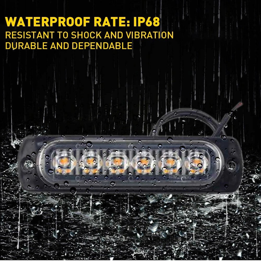 10X 6 Amber Car Truck LED Strobe Emergency Beacon Warning Hazard Flash Light Bar 6B93BC-57