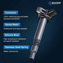 ECCPP 4 Ignition Coils For 00-05 Toyota Celica 05-06 For Corolla Matrix XRS 1.8L 6B93BC-57