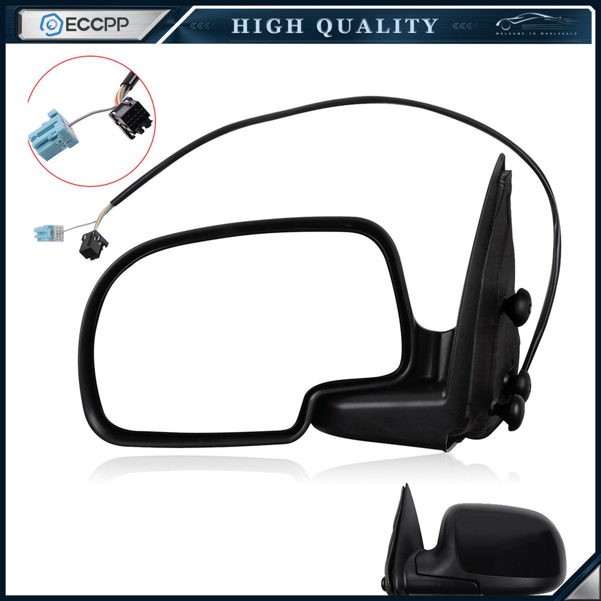 Driver Side Mirror Power Heated For 03-06 Chevy Silverado 1500 Manual Fold Black