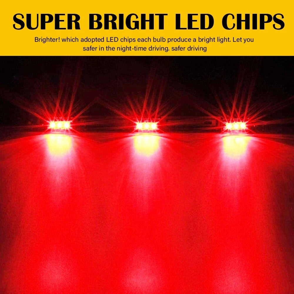 15 inch Sealed Truck& RV Trailer Light Bar 3 LED Third Brake Lights Strip Red 6B93BC-57