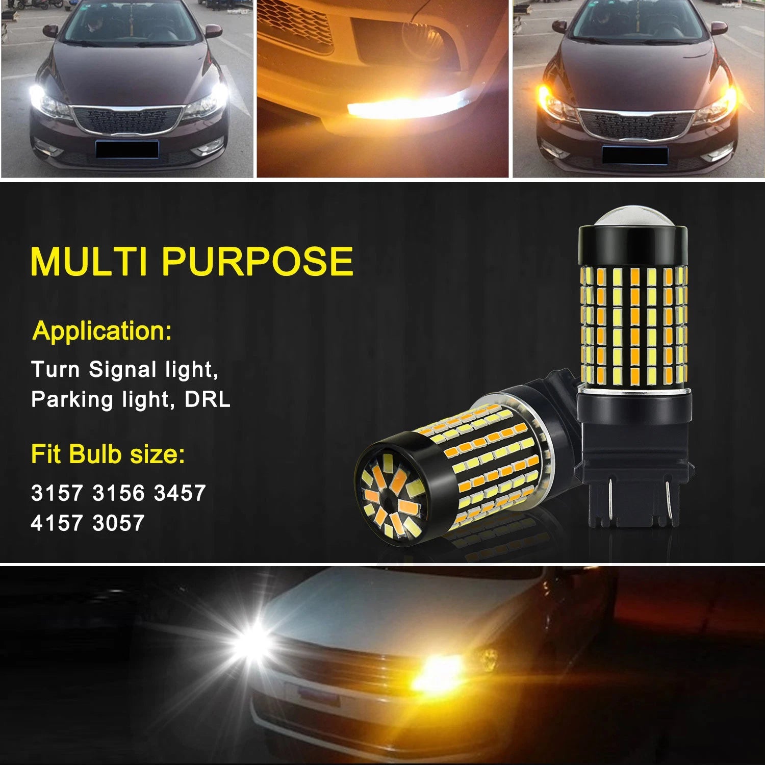 2X Dual Colors 3157 4157NA LED Switchback White Yellow Turn Signal Light Bulbs 6B93BC-57